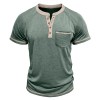 Camiseta Henley Vintage Masculina de Manga Curta com Botões