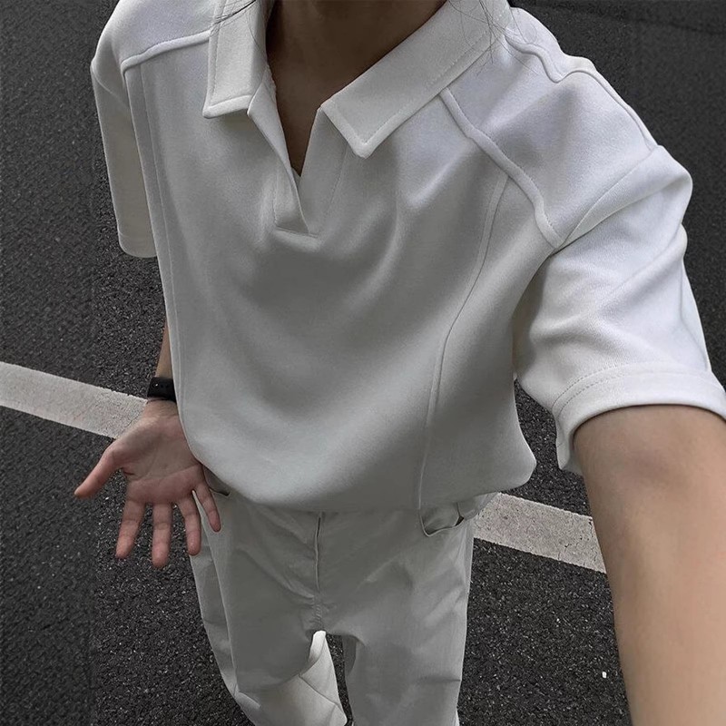 Blusa Masculina Casual Retrô de Manga Curta