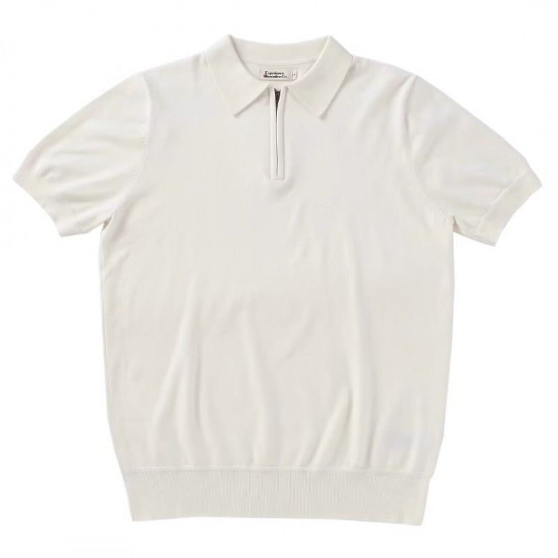 Camisa de Tricô Masculina de Verão, Manga Curta, Cor Sólida e Corte Ajustado