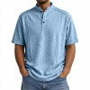 Camisa Polo Masculina de Tricô de Manga Curta com Gola Henley