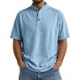 Camisa Polo Masculina de Tricô de Manga Curta com Gola Henley