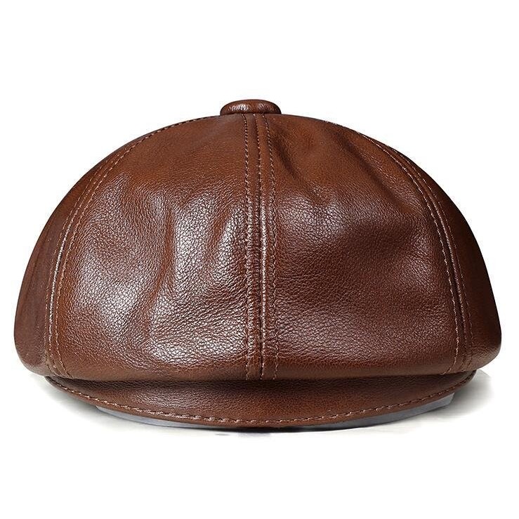 Chapéu Masculino de Couro Estilo Octogonal com Topo Arredondado
