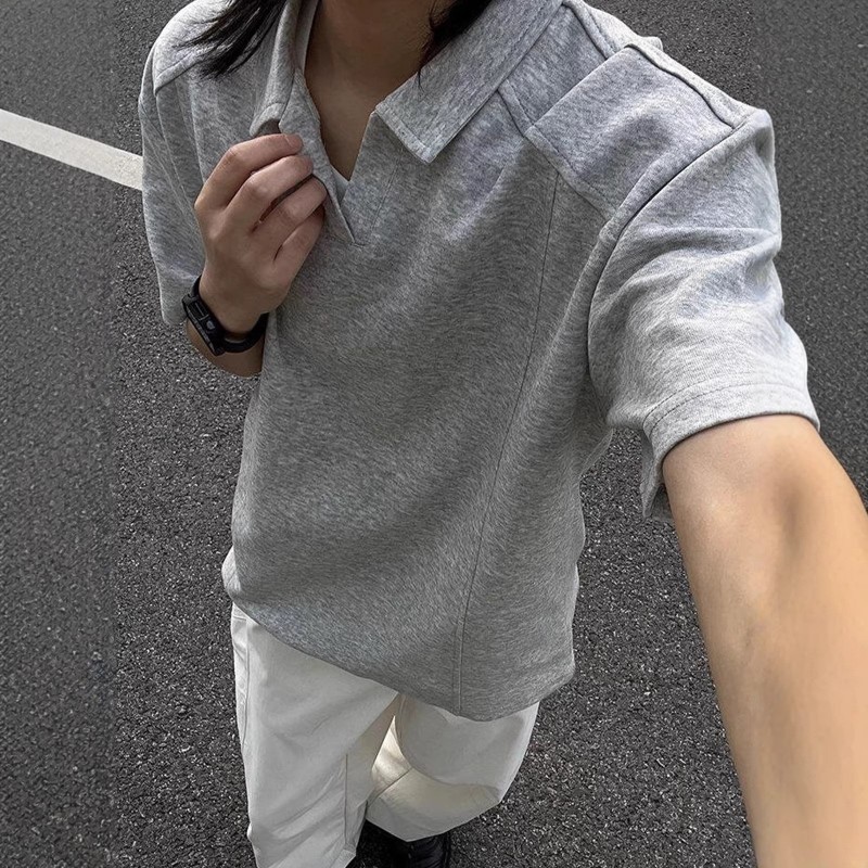Blusa Masculina Casual Retrô de Manga Curta