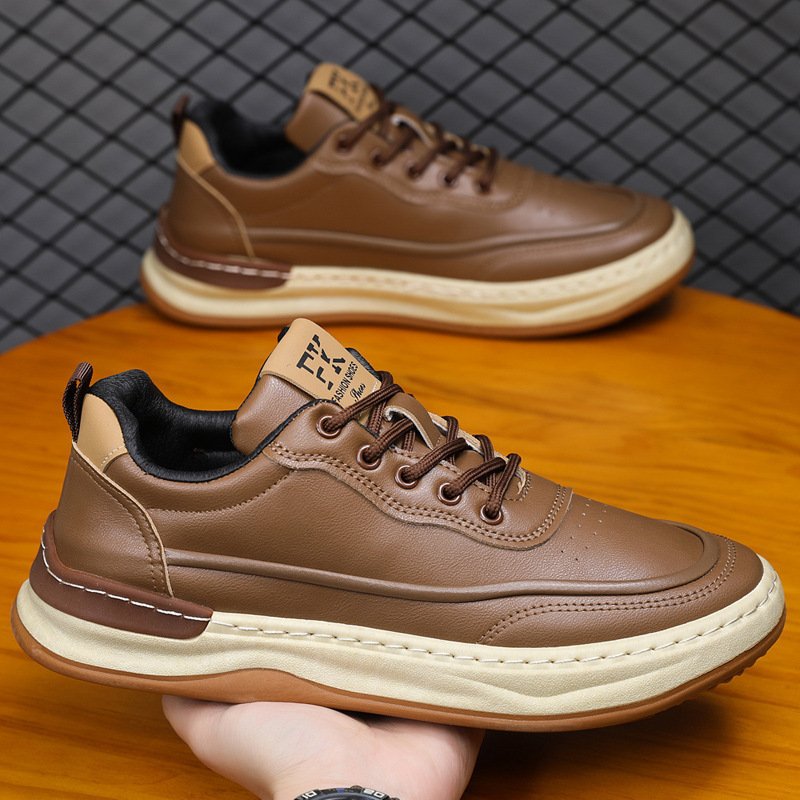 Sapatos Casuais Masculinos Respiráveis e Versáteis com Sola Macia, Amarração e Bico Redondo