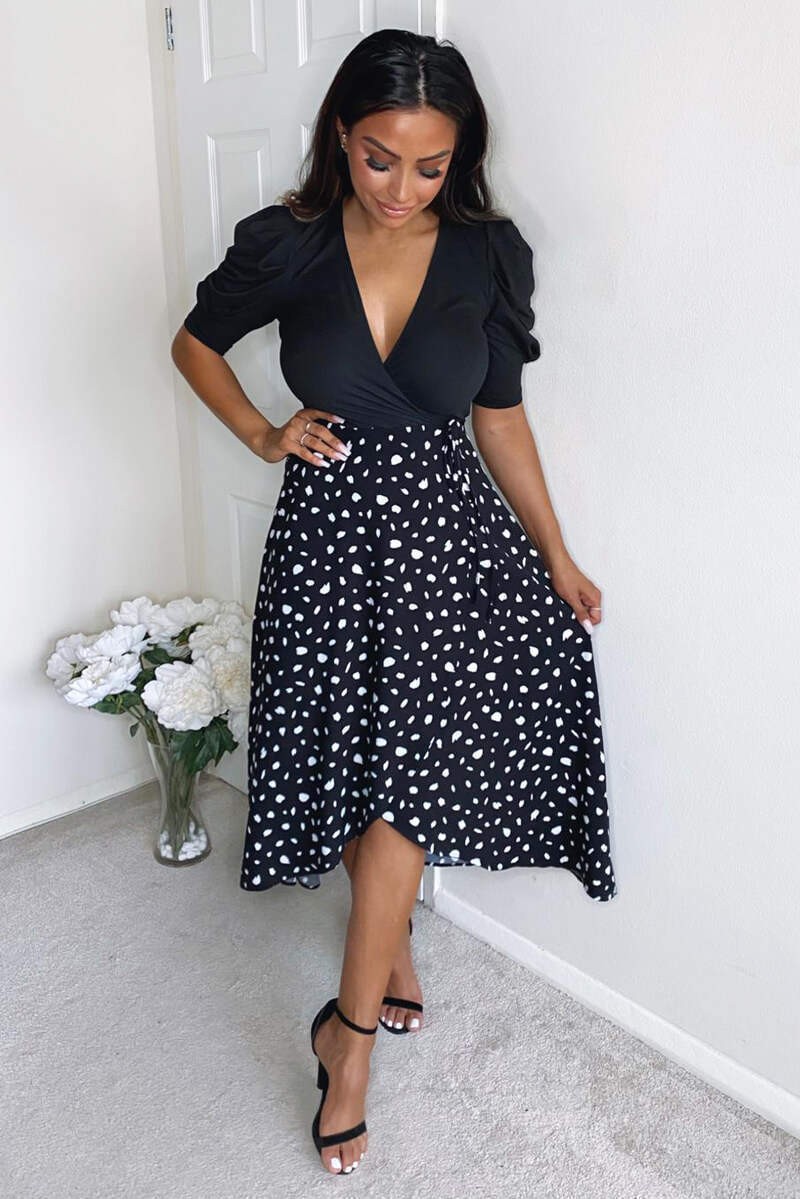 Black 2 in 1 Wrap Over Printed Dress *20 pieces Black 2 in 1 Wrap Over Printed Dress *20 pieces