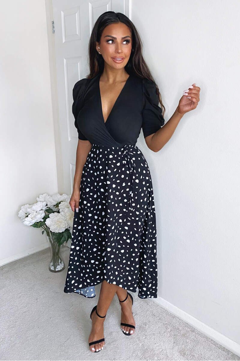 Black 2 in 1 Wrap Over Printed Dress *20 pieces Black 2 in 1 Wrap Over Printed Dress *20 pieces