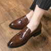 Sapatos de Couro Masculinos Loafer Clássicos com Borlas para Casamento