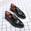 Sapatos de Couro Masculinos Loafer Clássicos com Borlas para Casamento