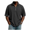 Blusa Masculina de Verão, Larga, Casual e de Cor Sólida com Trama Waffle