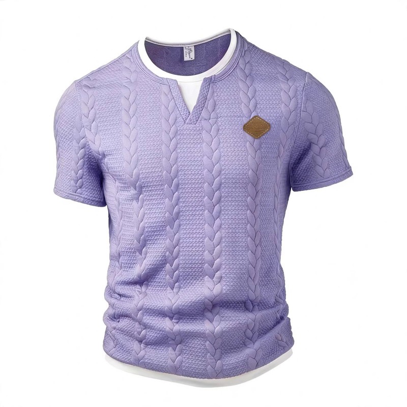 Camiseta Masculina Casual de Manga Curta com Efeito Duas Peças e Corte Ajustado