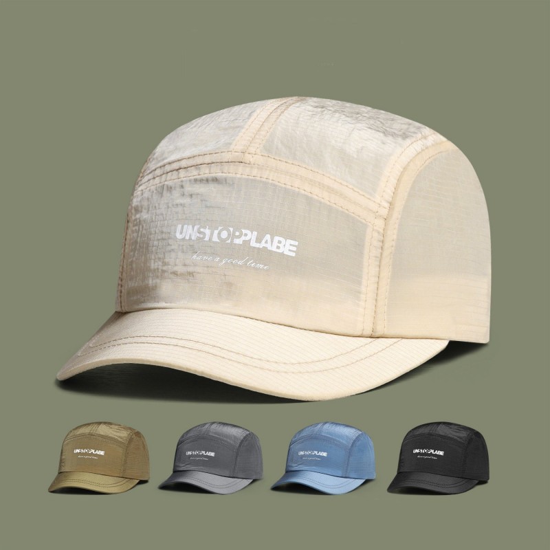 Boné Masculino Leve com Estampa STOP e Xadrez, Secagem Rápida — Casual e Esportivo, para Uso Diário, Montanhismo e Pesca
