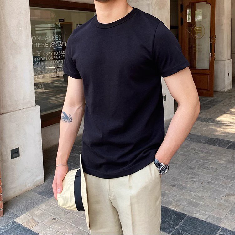 Camiseta Masculina de Verão Estilo Dandy com Gola Pequena