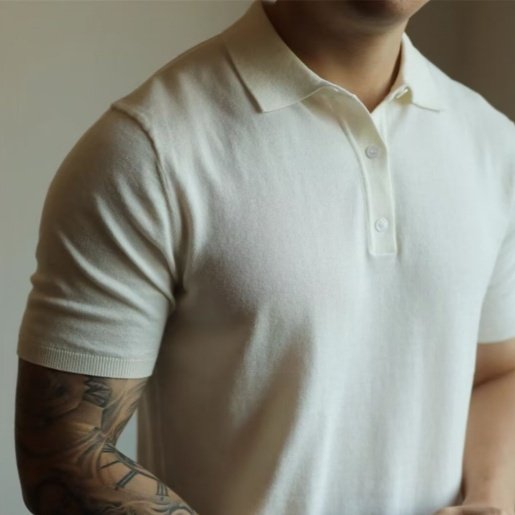 Camisa Polo Masculina Fina e Casual de Corte Ajustado para o Verão