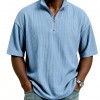 Blusa Masculina de Verão, Larga, Casual e de Cor Sólida com Trama Waffle