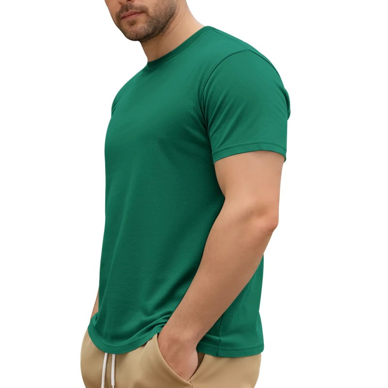 Camiseta Masculina Minimalista de Algodão, Gola Redonda e Manga Curta — Casual e Esportiva