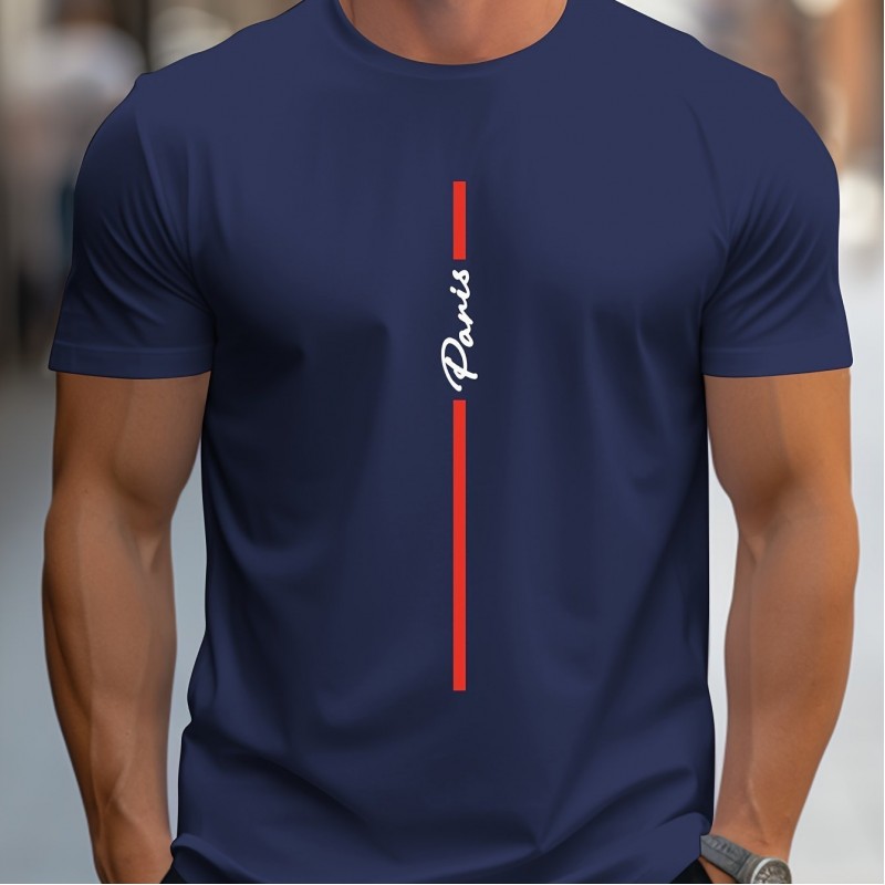 Camiseta Masculina com Estampa Paris Caligrafada