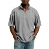 Blusa Masculina de Verão, Larga, Casual e de Cor Sólida com Trama Waffle
