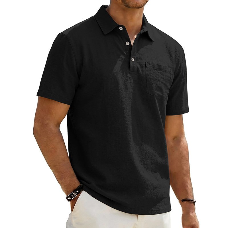 Camisa Polo Masculina de Linho para Praia, Corte Largo e Minimalista