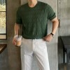 Blusa Masculina Casual de Tricô de Manga Curta, Cor Sólida
