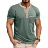 Camiseta Henley Vintage Masculina de Manga Curta com Botões