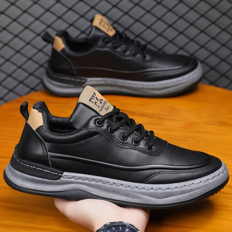 Sapatos Casuais Masculinos Respiráveis e Versáteis com Sola Macia, Amarração e Bico Redondo