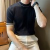 Camiseta de Tricô Masculina de Manga Curta em Ice Silk com Gola Redonda e Corte Ajustado