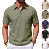 Camisa Polo Masculina de Linho para Praia, Corte Largo e Minimalista