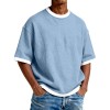 Camiseta Masculina Casual com Gola Redonda e Cores Contrastantes — Malha Leve de Algodão, Manga Curta, para o Dia a Dia