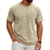 Camiseta Masculina Casual Retrô com Manga Raglan, Gola Redonda e Acabamento Envelhecido
