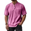 Camisa Masculina Casual de Manga Curta com Botões e Gola Redonda, Combina com Tudo