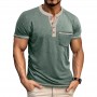 Camiseta Henley Vintage Masculina de Manga Curta com Botões