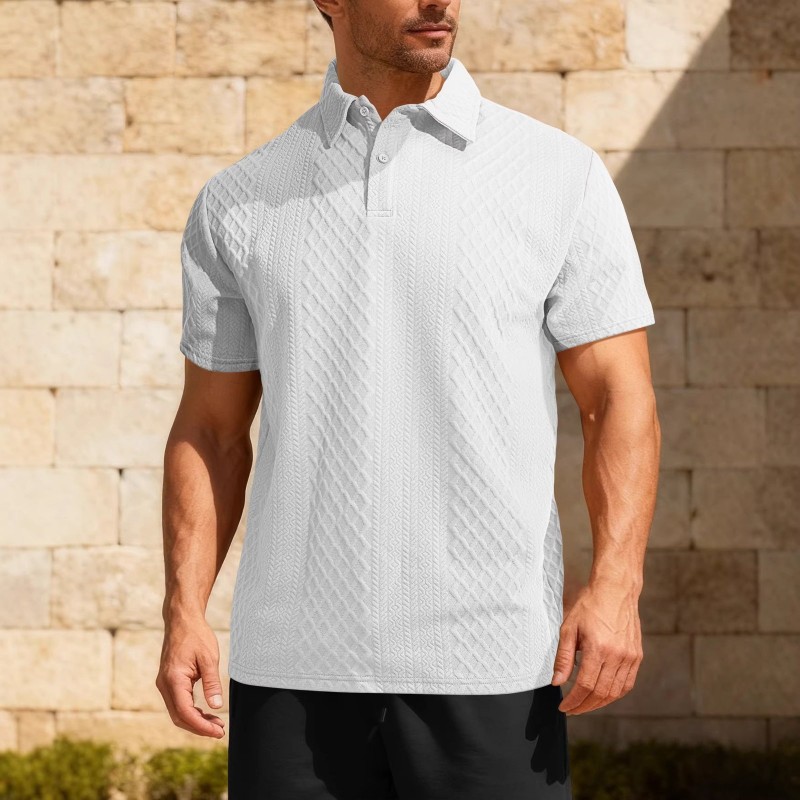 Camiseta Masculina de Verão, Leve, Larga, Respirável e de Cor Sólida