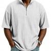 Blusa Masculina de Verão, Larga, Casual e de Cor Sólida com Trama Waffle