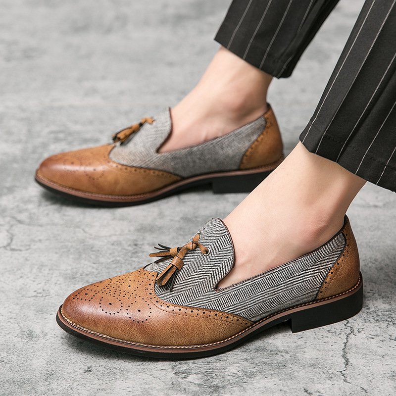 Sapatos de Couro Masculinos Casuais e Versáteis Estilo Inglês