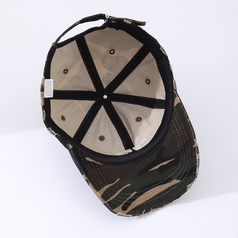 Boné Masculino de Camuflagem Multicolorida com Recortes Bordados e Aba Curva — Proteção Solar, para Passeios de Casal e Dança de Rua
