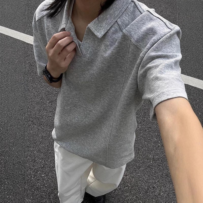 Blusa Masculina Casual Retrô de Manga Curta