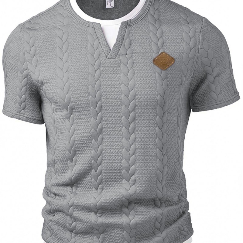 Camiseta Masculina Casual de Manga Curta com Efeito Duas Peças e Corte Ajustado