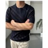 Blusa Masculina Casual de Tricô de Manga Curta, Cor Sólida