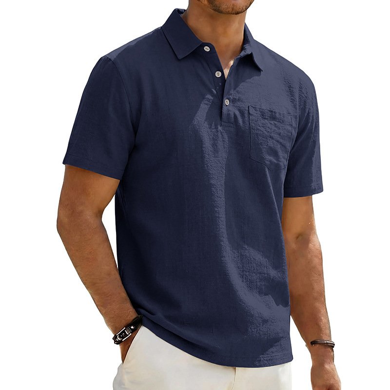 Camisa Polo Masculina de Linho para Praia, Corte Largo e Minimalista