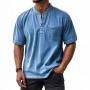 Camisa Masculina Casual de Manga Curta com Botões e Gola Redonda, Combina com Tudo
