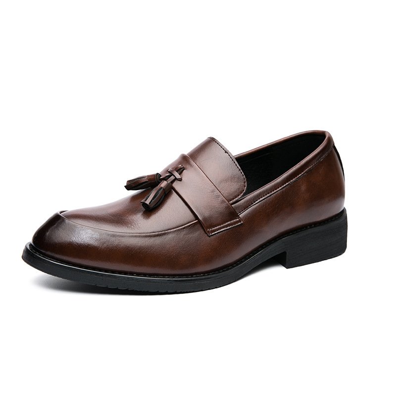 Sapatos de Couro Masculinos Loafer Clássicos com Borlas para Casamento