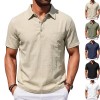 Camisa Polo Masculina de Linho para Praia, Corte Largo e Minimalista