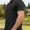 Camiseta Masculina Minimalista de Algodão, Gola Redonda e Manga Curta — Casual e Esportiva