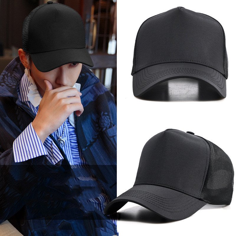Boné Trucker Masculino Ajustável com Tela e Fechamento Snapback, Cor Sólida