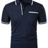 Camiseta Masculina Casual de Manga Curta com Gola Lapela