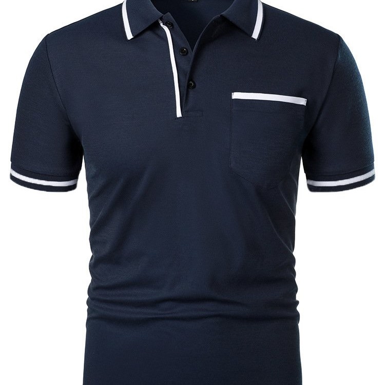 Camiseta Masculina Casual de Manga Curta com Gola Lapela